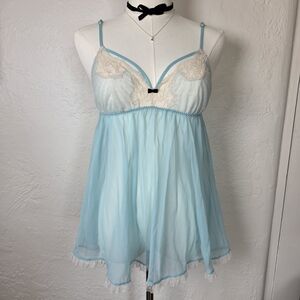 Victoria's Secret Blue and Cream Chemise